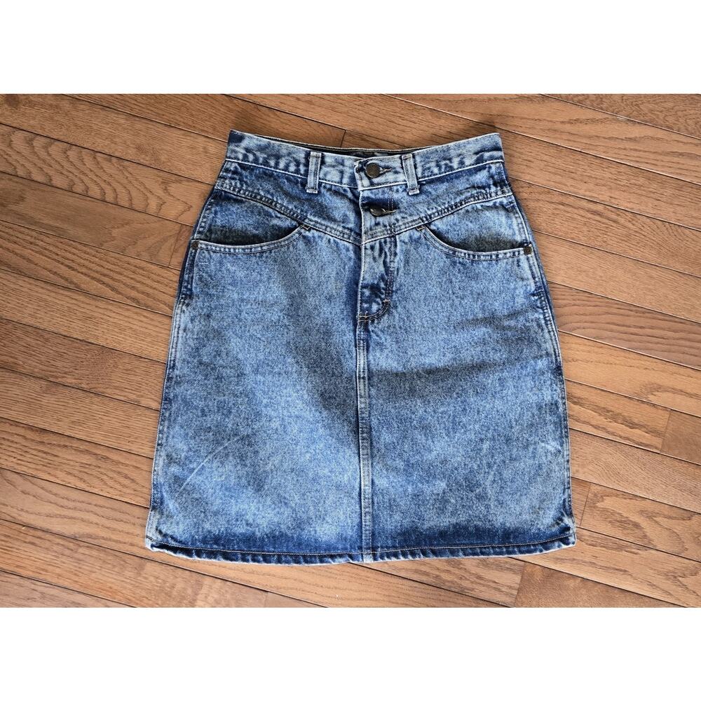 Vintage 1990s Zena Jean Skirt Womens Denim High Waisted Stonewash Ladies 9
